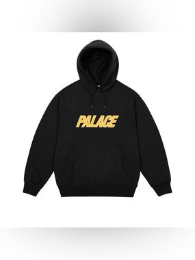 Palace Duo Logo Hoodie Black Hooded Logo Sweatshirt SS25 Men's Size XL.